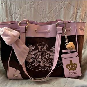 Juicy Couture Pink and Brown Tote Bag